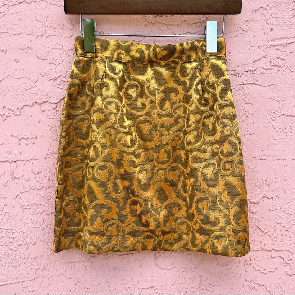 Vintage Milanzo Mini Shirt Gold Shimmer Size 5 Flaw